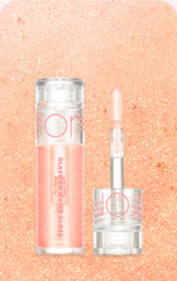 ProtoClinical k-beauty rom&nd Mini Tint (JUICY LASTING TINT/GLASTING WATER TINT/GLOSS) (6 Colors) tall vertical shade strip graphic with a peach-orange gradient and slim format