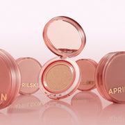 APRILSKIN Hero Cushion SPF50+ PA++++ Set 12g+12g(Refill) by ProtoClinical shown in product packaging for a k-beauty makeup routine.