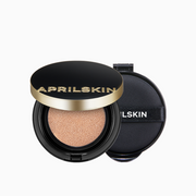 APRILSKIN Magic Snow Cushion SPF50+ PA+++ Set 15g+15g(Refill) by ProtoClinical shown in product packaging for a k-beauty makeup routine.