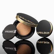 APRILSKIN Magic Snow Cushion SPF50+ PA+++ Set 15g+15g(Refill) by ProtoClinical shown in product packaging for a k-beauty makeup routine.