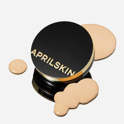 APRILSKIN Magic Snow Cushion SPF50+ PA+++ Set 15g+15g(Refill) by ProtoClinical shown in product packaging for a k-beauty makeup routine.