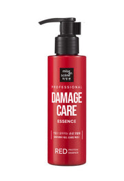 ProtoClinical k-beauty [mise en scene] Damage Care Red Protein Hair Cream Essence 140ml single upright rose package centered on a white background with pale aqua side panels.