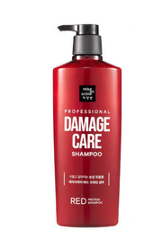 ProtoClinical k-beauty [mise en scene] Damage Care Red Protein Shampoo 680ml single upright shampoo bottle on a white background.