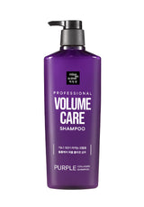 ProtoClinical k-beauty [mise en scene] Volume Care Purple Collagen Shampoo 680ml single upright shampoo bottle on a white background.