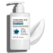 ProtoClinical k-beauty APLB Tranexamic Acid Niacinamide Body Lotion 300ml single upright pale blue-gray lotion bottle centered on a white background with pale blue side blocks