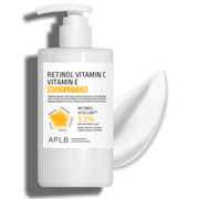ProtoClinical k-beauty APLB Retinol Vitamin C Vitamin E Body Lotion 300ml single upright pale beige lotion bottle centered on a white background