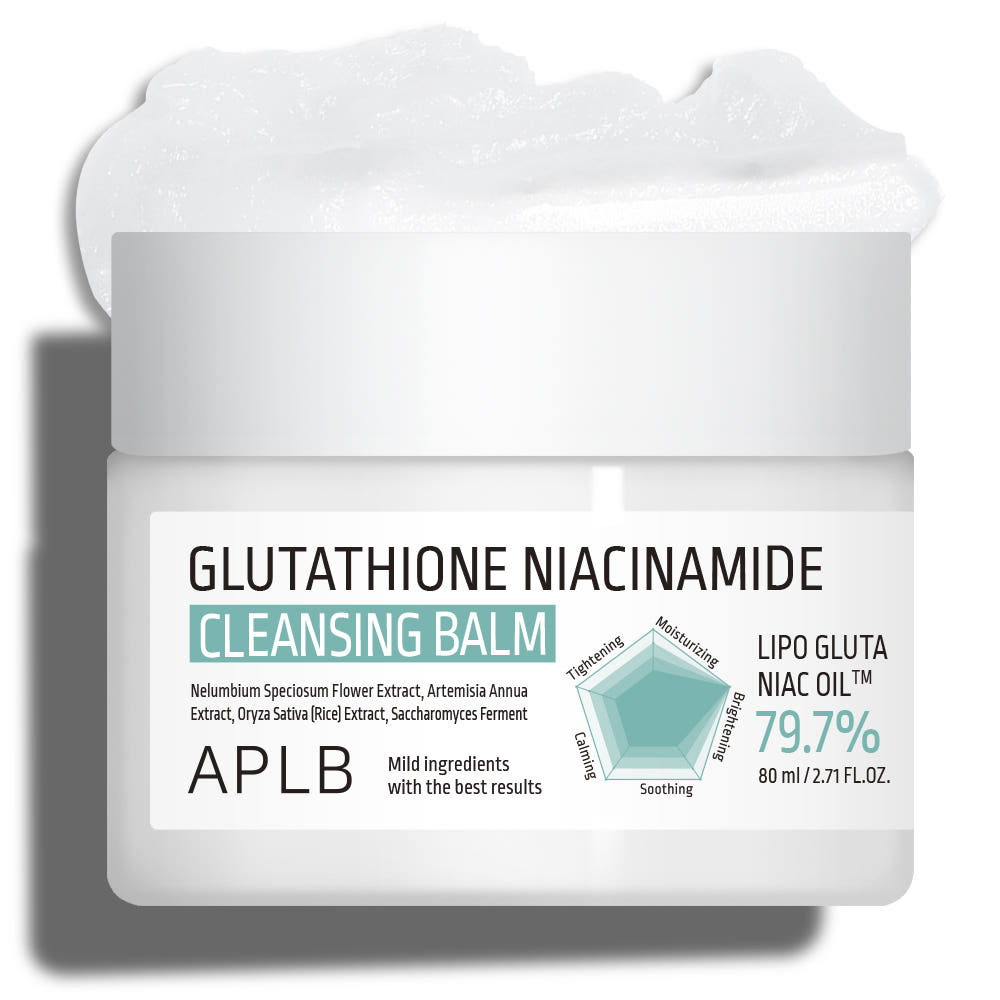 ProtoClinical k-beauty APLB Glutathione Niacinamide Cleansing Balm 80ml centered cleansing balm jar with visible front label details on a light background