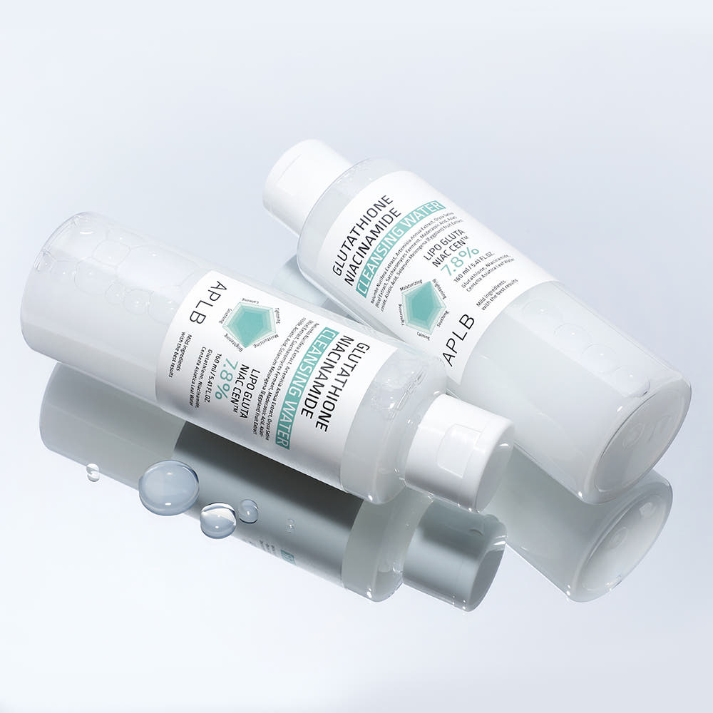 ProtoClinical k-beauty APLB Glutathione Niacinamide Cleansing Water 160ml centered cleansing water bottle with visible bottle labeling on a white background