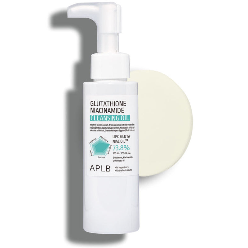 ProtoClinical k-beauty APLB Glutathione Niacinamide Cleansing Oil 105ml centered cleansing oil bottle with visible bottle labeling on a light background