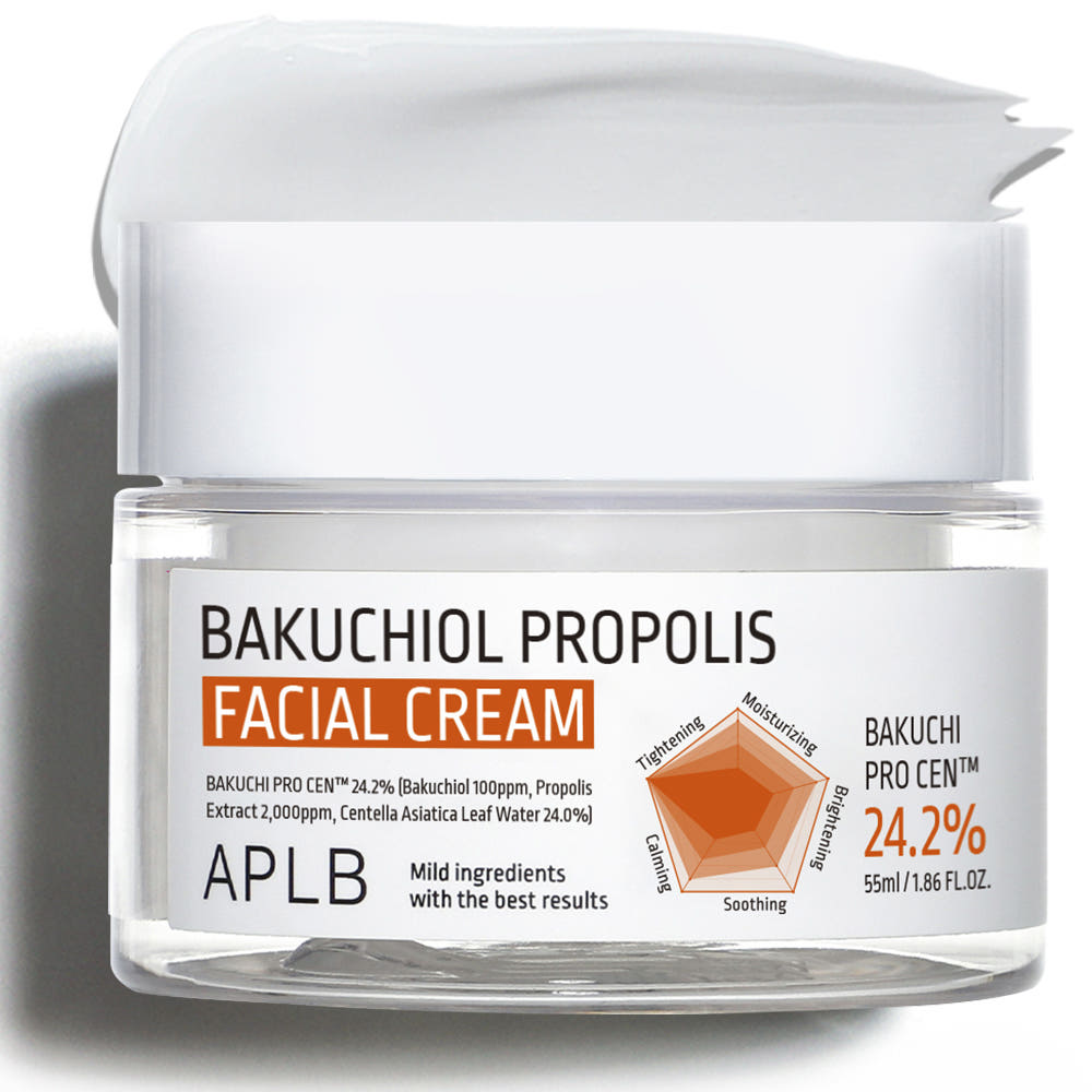 ProtoClinical k-beauty APLB Bakuchiol Propolis Facial Cream 55ml single upright cream package centered on a light background