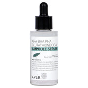 ProtoClinical k-beauty APLB AHA BHA PHA Glutathione Cica Ampoule Serum 50ml single upright dark serum bottle centered on a white background