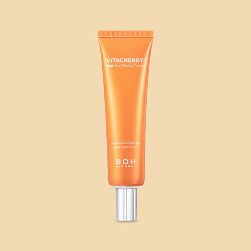 ProtoClinical k-beauty warm beige beauty product silhouette on a pale yellow background with soft mint side tones.