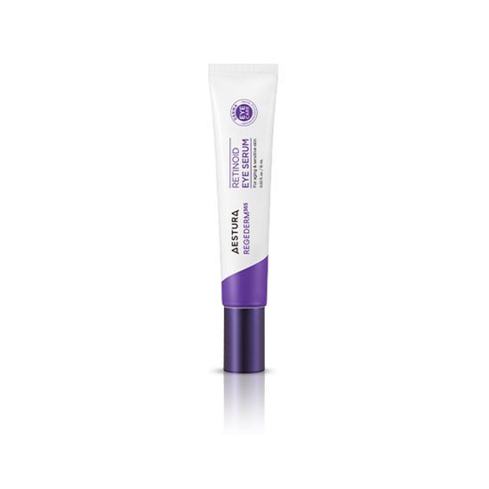 ProtoClinical k-beauty AESTURA REGEDERM 365 RETINOID EYE SERUM 15ml single upright eye serum container centered on a light background.