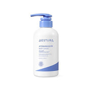 ProtoClinical k-beauty AESTURA ATOBARRIER 365 BODY LOTION 400ml single upright body lotion container centered on a light background.