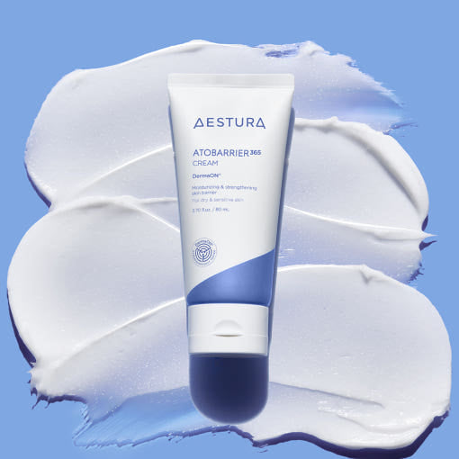 ProtoClinical k-beauty AESTURA ATOBARRIER 365 CREAM 80ml single upright cream container centered in a square product shot on a light background