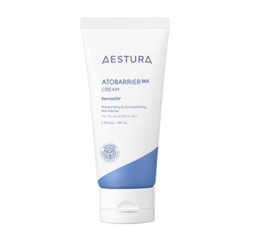 ProtoClinical k-beauty AESTURA ATOBARRIER 365 CREAM 80ml single upright cream container centered on a light background.