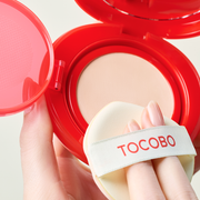 ProtoClinical k-beauty cushion makeup packaging graphic on a light background.