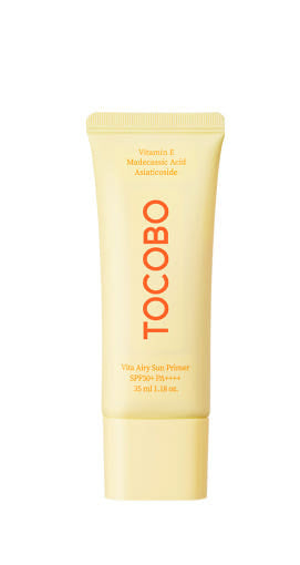 ProtoClinical k-beauty TOCOBO Vita Airy Sun Primer SPF50+ PA++++ 35ml single sun primer packaging on a clean white background