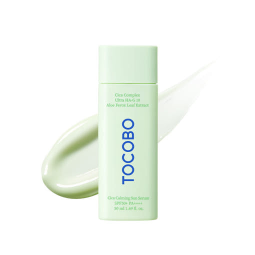ProtoClinical k-beauty TOCOBO Cica Calming Sun Serum SPF50+ PA++++ 50ml single sun serum packaging on a clean white background