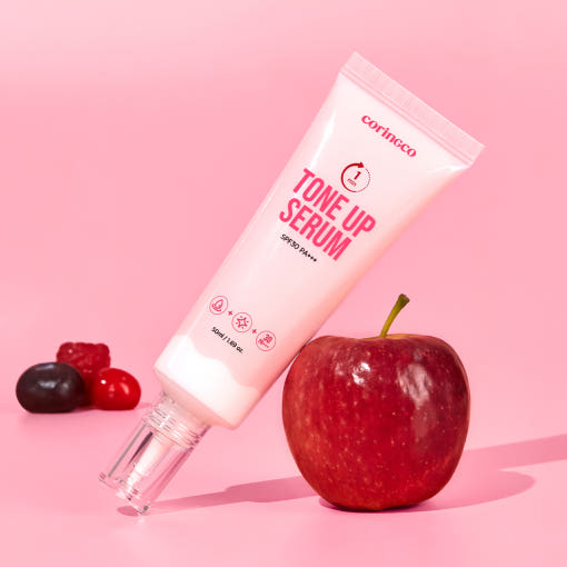 ProtoClinical k-beauty CORINGCO Minute Tone Up Serum SPF30 PA+++ 50ml single upright package centered on a light background with soft beige and pale green tones
