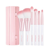 ProtoClinical k-beauty CORINGCO Pink Roll Brush Set 6P with pink makeup brushes and a pink roll-up case in a studio product layout