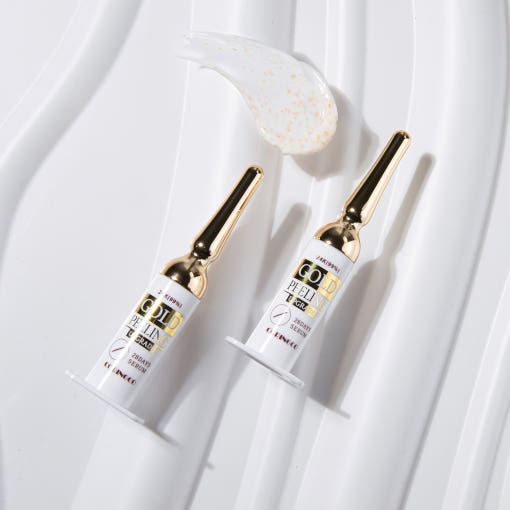 ProtoClinical k-beauty CORINGCO GOLD PEELING 28DAYS SERUM 3g X 4ea SET ampoule set packaging shown upright in a studio product layout
