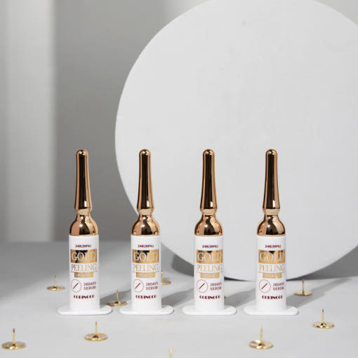 ProtoClinical k-beauty CORINGCO GOLD PEELING 28DAYS SERUM 3g X 4ea SET boxed serum set packaging shown upright in a studio product layout