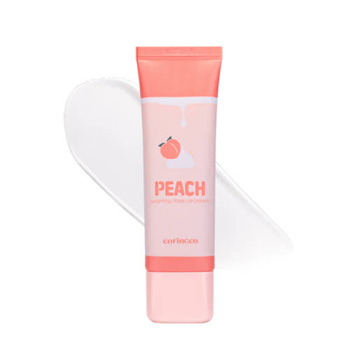 ProtoClinical k-beauty CORINGCO Peach Whipping Tone Up Cream 50ml single upright pink tube centered on a white background with pale blue side accents