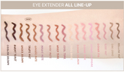 ProtoClinical k-beauty tooq Eye Extender Waterproof Slim Eyeliner 0.12g/0.3g (16colors) shade chart graphic with multiple slim eyeliner color swatches arranged in rows on a light background