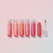 ProtoClinical k-beauty ETUDE Overglowy Gloss #Sarr Sweeties 3g square product detail graphic with pink center tones, blue and yellow color blocks, and a pastel background