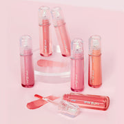 ProtoClinical k-beauty ETUDE Overglowy Gloss #Sarr Sweeties 3g single pink lip gloss tube with a silver cap, centered upright on a pale pink studio background