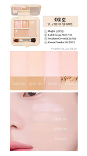 ProtoClinical k-beauty ETUDE Double Lasting Artist Concealer Palette 5.3g peach-toned concealer swatches in a vertical product graphic on a light background with soft white margins