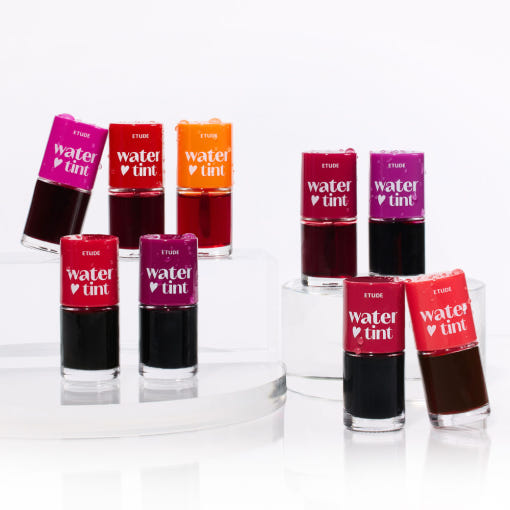 ProtoClinical k-beauty ETUDE Dear Darling Water Tint 9g single red water tint bottle with a dark cap, centered upright on a white studio background
