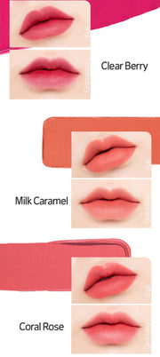 ProtoClinical k-beauty ETUDE Fixing Tint Bar 3.2g tall detail graphic with pink tint bar packaging, rosy shade swatches, and a white layout
