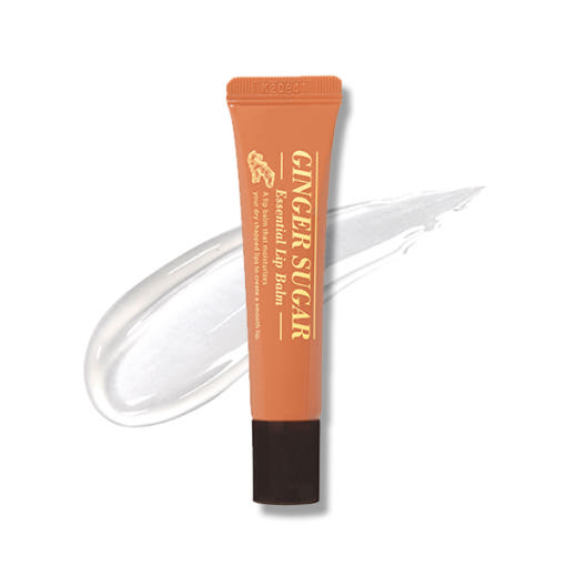 ProtoClinical k-beauty ETUDE Ginger Sugar Essential Lip Balm 15ml single brown lip balm tube standing upright on a white background with pale blue side accents