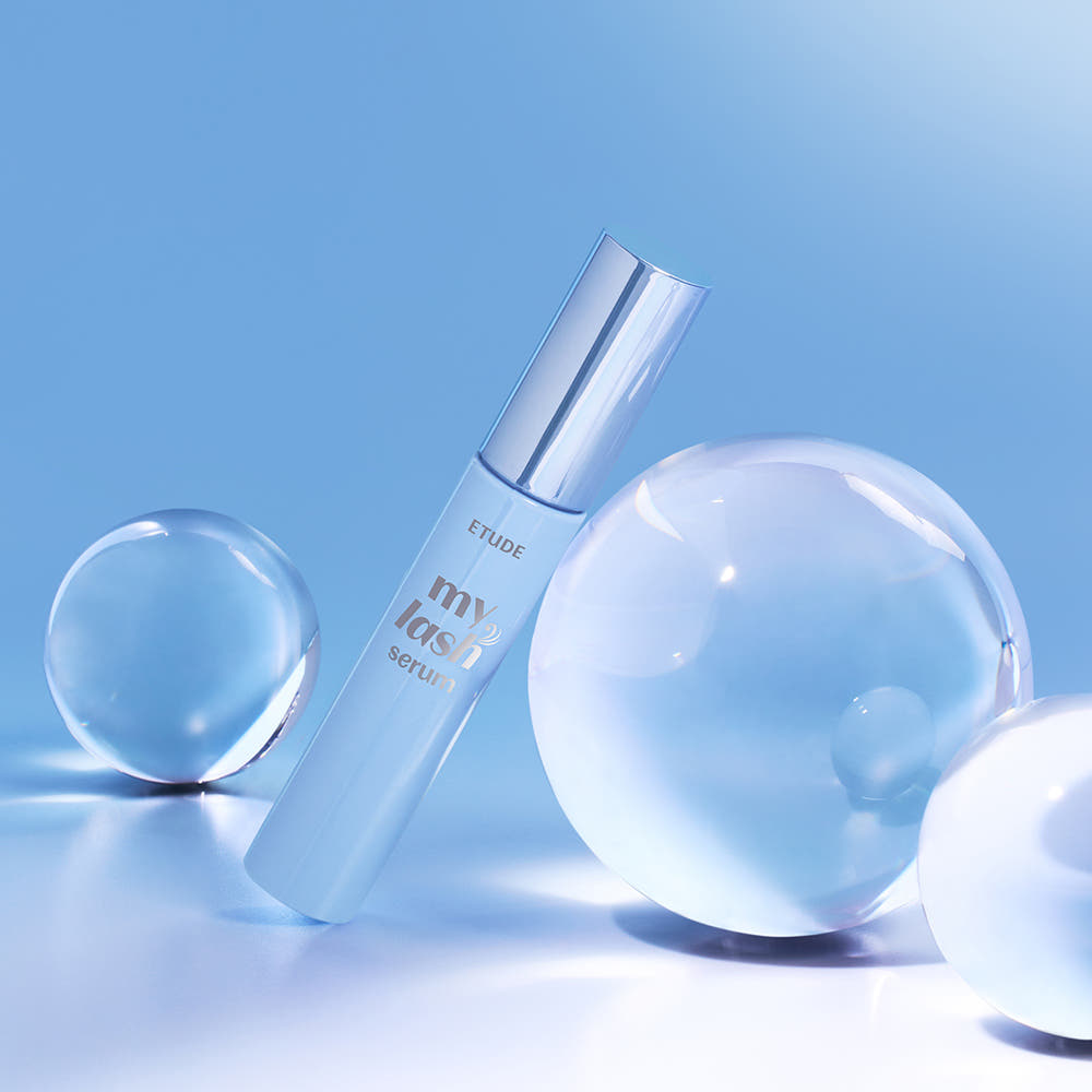 ProtoClinical k-beauty ETUDE My Lash Serum 18g single light blue lash serum tube standing upright on a pale blue background