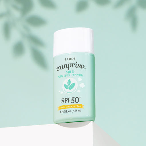 ProtoClinical k-beauty ETUDE Sunprise Mild Airy Finish Sun Milk SPF50+ PA++++ 55ml shown as a single product packshot with centered packaging on a light background