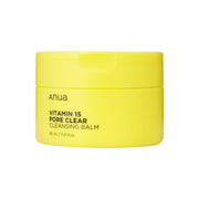 ProtoClinical k-beauty Anua Vitamin 15 Pore Clear Cleansing Balm 95ml yellow cleansing balm jar and matching box side by side on a clean white background.