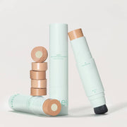 A'pieu Men's All Cover Calming Foundation 12g (2 Colors) by ProtoClinical presented in a detailed makeup graphic featuring the foundation packaging for a k-beauty routine.