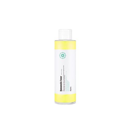 ProtoClinical k-beauty A'pieu Hamamelis Toner 200ml single upright amber toner bottle on a warm golden background