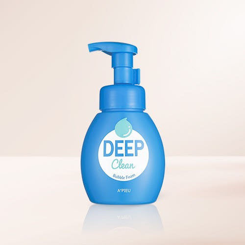 ProtoClinical k-beauty A'pieu Deep Clean Bubble Foam 200ml single upright cleanser package centered on a light background.