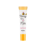 ProtoClinical k-beauty A'pieu Honey & Milk Lip Scrub 8ml white lip scrub tube with a yellow cap standing upright on a white background