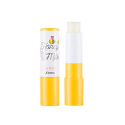 ProtoClinical k-beauty A'pieu Honey & Milk Lip Balm 3.3g white lip balm stick with a yellow cap standing upright on a white background