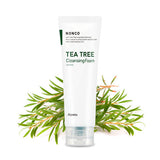 ProtoClinical k-beauty A'pieu Nonco Tea Tree Cleansing Foam 130ml single upright cleansing foam package centered on a light background.