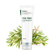 ProtoClinical k-beauty A'pieu Nonco Tea Tree Cleansing Foam 130ml single upright cleansing foam package centered on a light background.