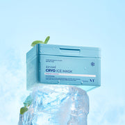 ProtoClinical k-beauty VT: Cryo Ice Mask 320g/ (30Units) square mask detail graphic with cool blue panels on a light background