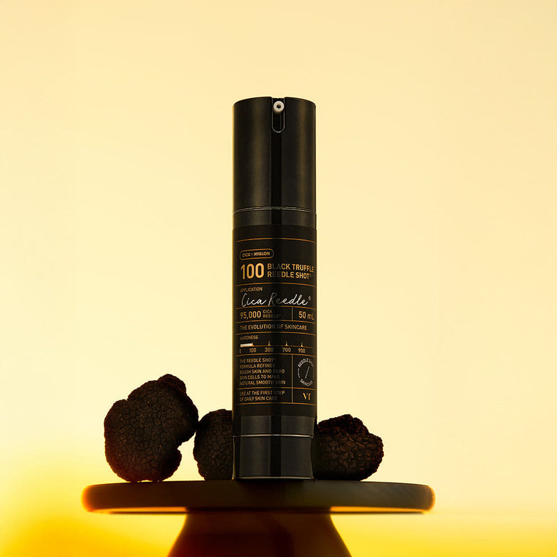 ProtoClinical k-beauty dark beauty product centered on a warm cream background.