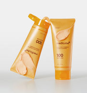 ProtoClinical k-beauty MEDICUBE: Kojic Acid Turmeric Toning Cleanser (120g), single upright golden yellow cleanser tube on a white background.