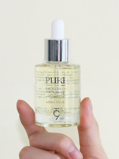 9wishes Pure Face Oil 30ml by ProtoClinical displayed in clean product packaging on a white background, highlighting the facial oil bottle for a k-beauty skincare routine.