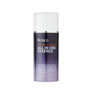 ProtoClinical k-beauty Relaco POTENTIAL HOMME ALL IN ONE ESSENCE 100ml shown as a single upright lavender bottle centered on a white background with soft beige side accents.